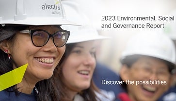 2023 ESG report cover image with Alectra employees